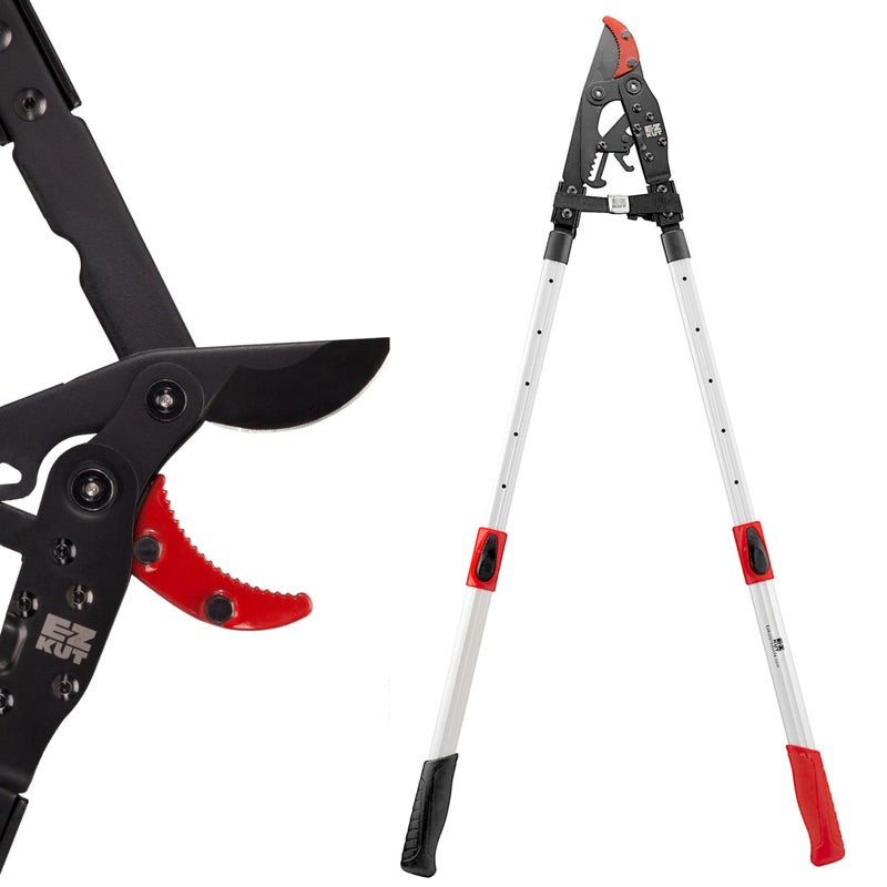 EZ Kut G2 Tree Trimmer Ratcheting Branch Cutter. Heavy Duty Branch Cutter. 42 inch Extendable Anvil Hand Loppers. Tree Pruner Trusted Since 1988. Chops Thick Branches with Ease. - Image 1